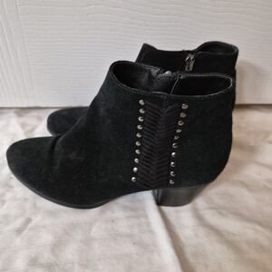 Franco Fortini Black Ankle Boots with Stud Accents